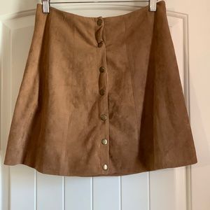 Tan Alterd State Button Skater Mini Skirt